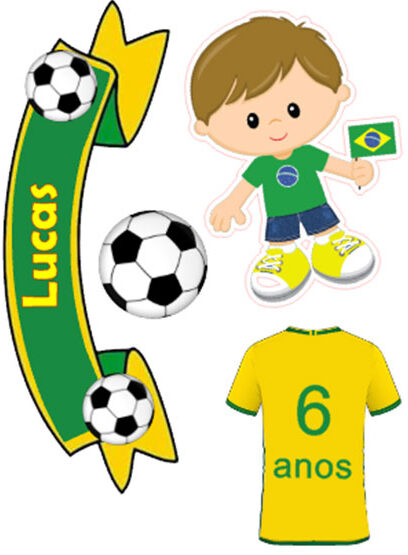 Topos de Bolo Copa do Mundo (Futebol e Seleção Brasileira) - Decoração e  Festa