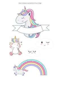 topo de bolo de unicórnio para imprimir