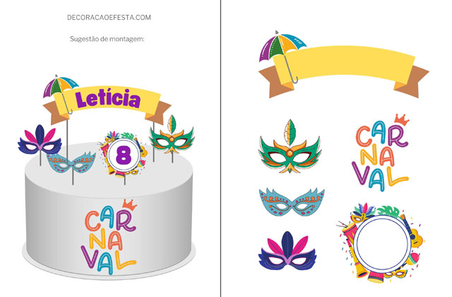 Topo de Bolo de Carnaval em JPEG e PDF
